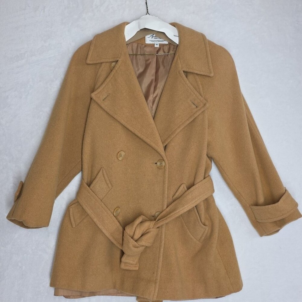 Vtg Andrea Marin Womens Wool Coat Size 10 Double Breasted Peacoat Brown
